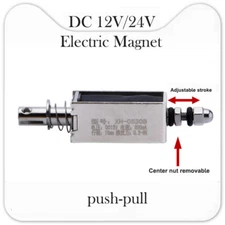 DC 12V/24V Long-stroke Solenoid Electromagnet Electric Magnet Push-Pull Actuator