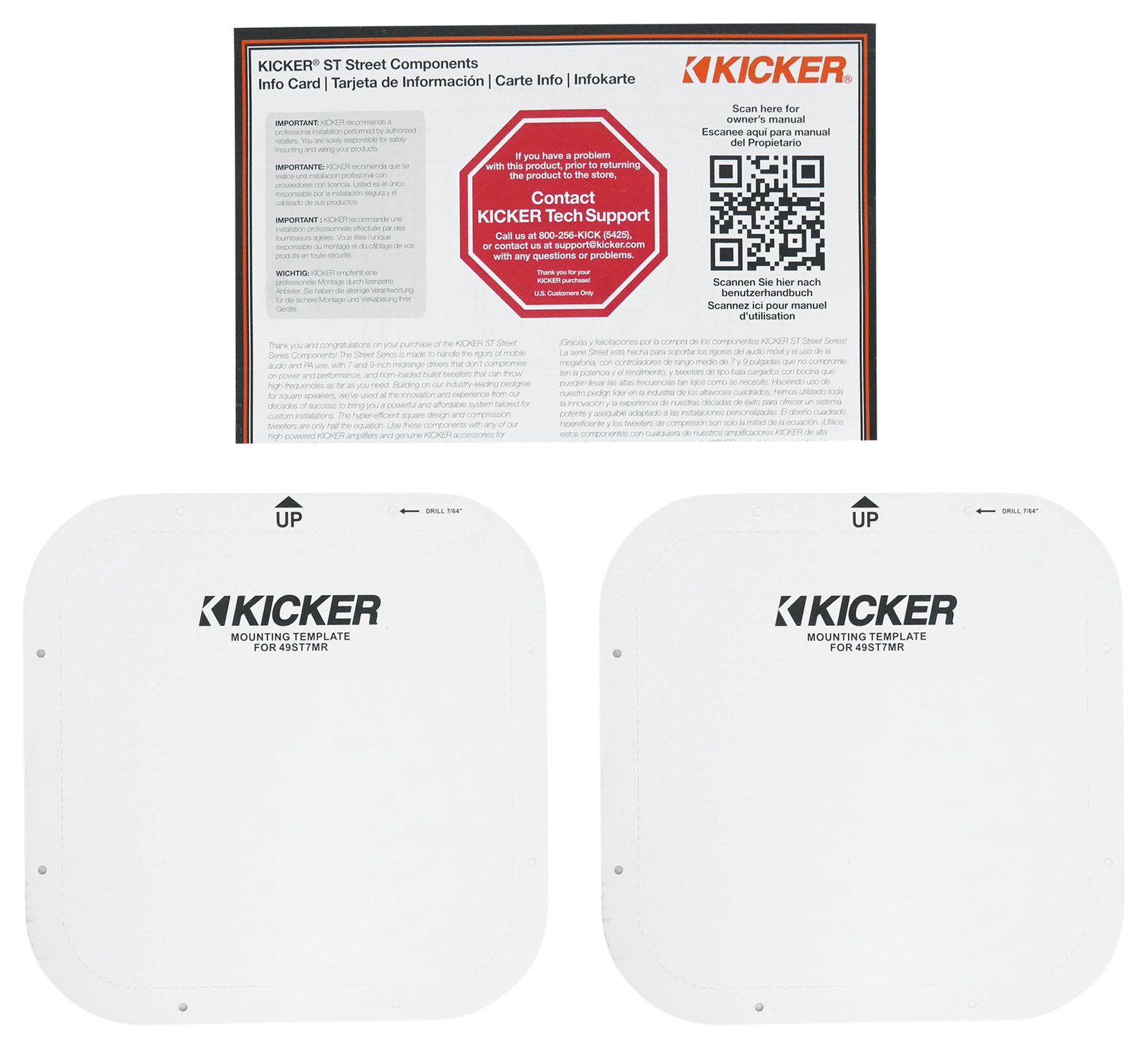 Пара квадратных среднечастотных динамиков Kicker ST7MR серии 7 Street 4-омные 49ST7MR4