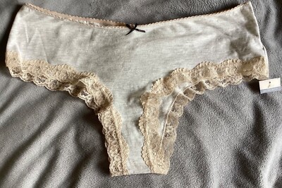 MATALAN - Grey Brazilian Style Knickers Peach Lace SIZE 18 - BNWT