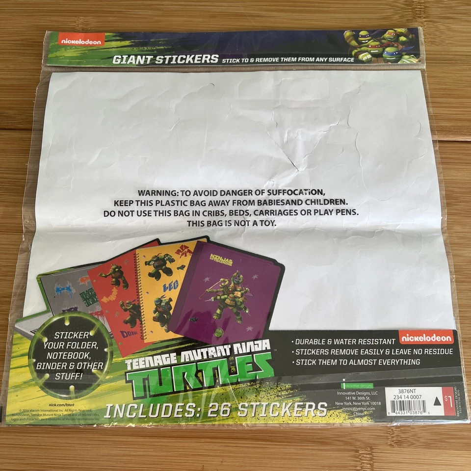 Pegatinas Tortugas Ninja Adolescentes Mutantes Gigantes, sin abrir 10,5 X 11,5 Foto 2 de 4