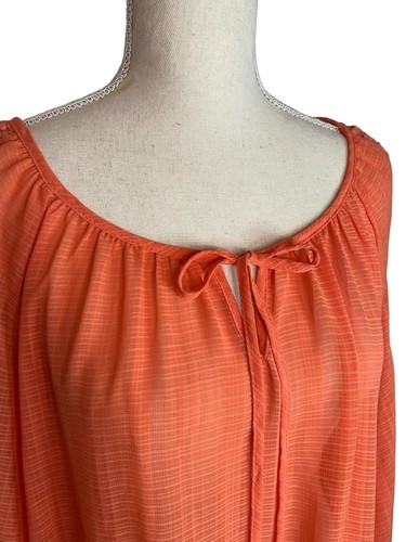 ALYX Women's Top, Size L, Gathered Elastic Waist, Lace Sleeves, Tie at Neck Boho - Picture 2 of 6