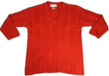 Fenn Wright & Manson Womens Lambs Wool Angora Blend Sweater Size M 3/4 Sleeves