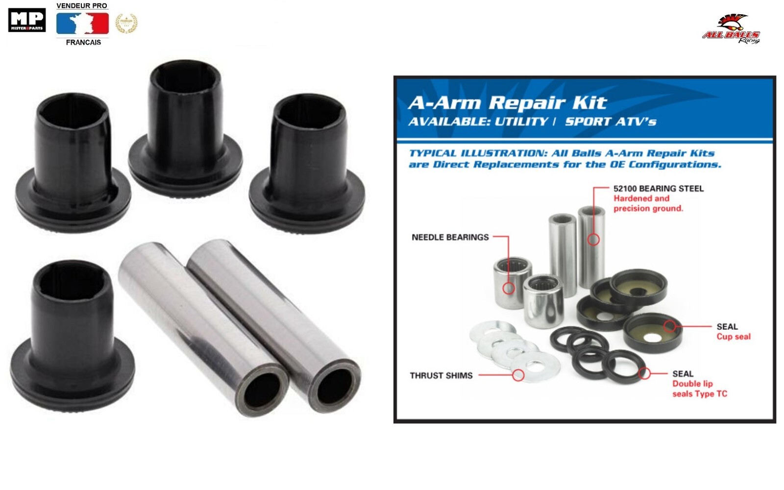 Kit reconditionnement de triangle Polaris Sportsman XP1000 bague étanche renforcée