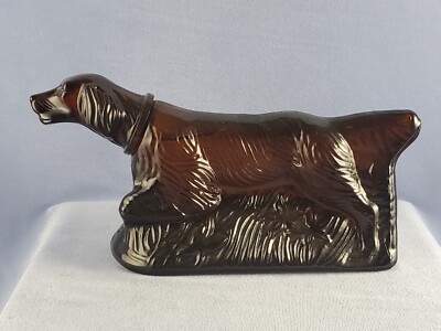 Brown Glass AT POINT Pointer Dog Bottle Almost Full DEEP WOODS AFTER SHAVE