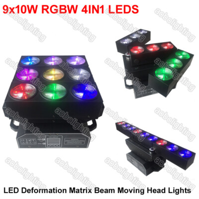 New 9x10W RGBW 4in1 LED Deformation Matrix Beam Moving Head Lights Bar Lighting