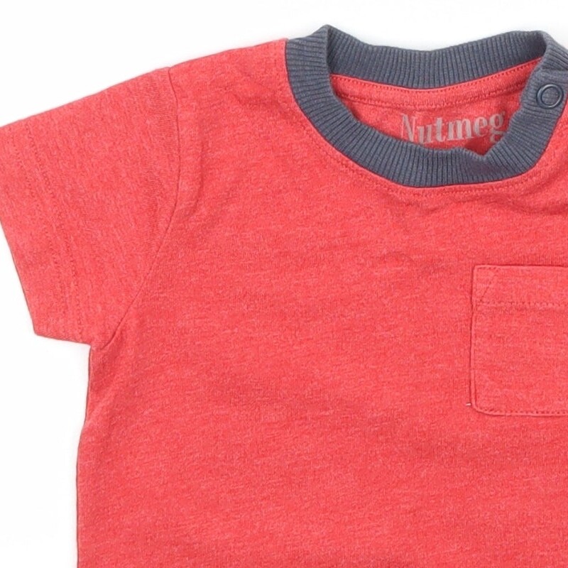 Nutmeg Boys Red Cotton Blend T-Shirt Size 3-6 Months Roll Neck Pullover image 8