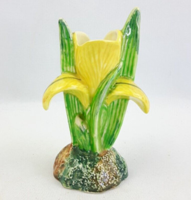 Shorter & Sons Art Deco Vase 15 cm gelbe Iris - 697 Vintage 30er Jahre