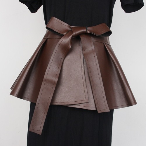 Ruffles Ladies Peplum Belt Corset Skirt Faux Leather Pleated Extra Wide Retro - Picture 15 of 15