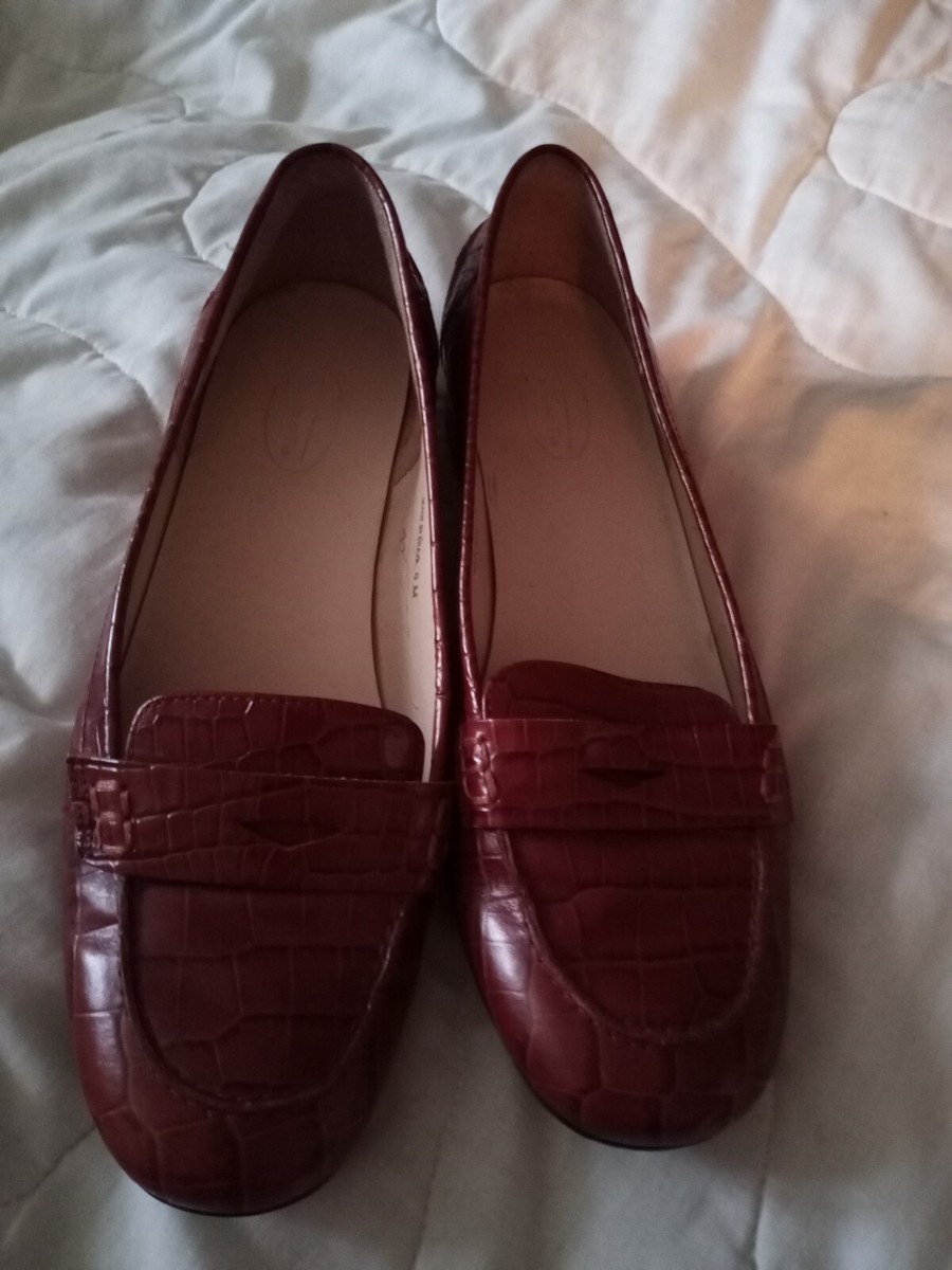 Escarpins Talbots Talon 2,5 Pouces Cuir Véritable Imitation Croco Marron - Taille 7N - Occasion