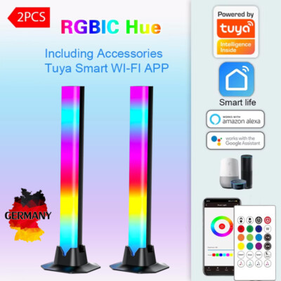 2X LED Lightbar Smart RGB Intelligente Lichtleisten Gaming Lampe Sync mit Music