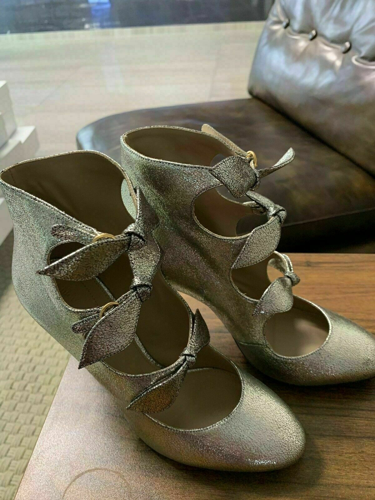 Chloe Mike Multi Bow Ankle Boots Pumps Heels Iconic Shoes Stiefel 39.5