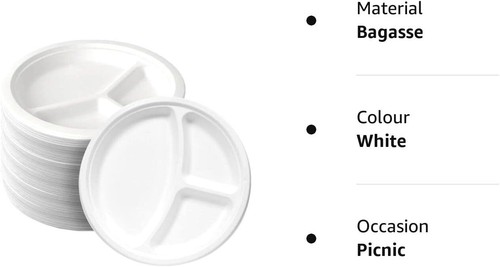 3 Fächer 10 Zoll Einweg Bagasse Schwerlastteller Hochzeit Catering - Bild 4 von 4