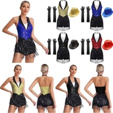 Women's Bodysuit Gymnastics Jumpsuit Dance Leotard With Gloves Hat Latin Jazz