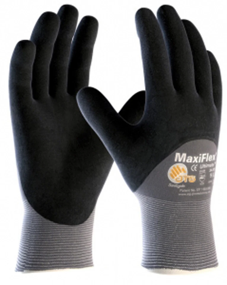 ATG 3er Pack "MaxiFlex Ultimate" (34-875) Nylon-Strickhandschuhe, Kat. 2, 3/4 beschi