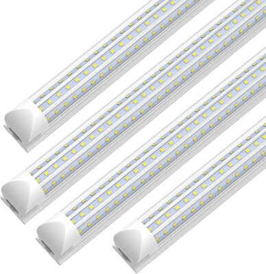 T8 4FT LED Tube Lights 60W Shop Light Fixtures Garage Ceiling Lamps D shape 48in