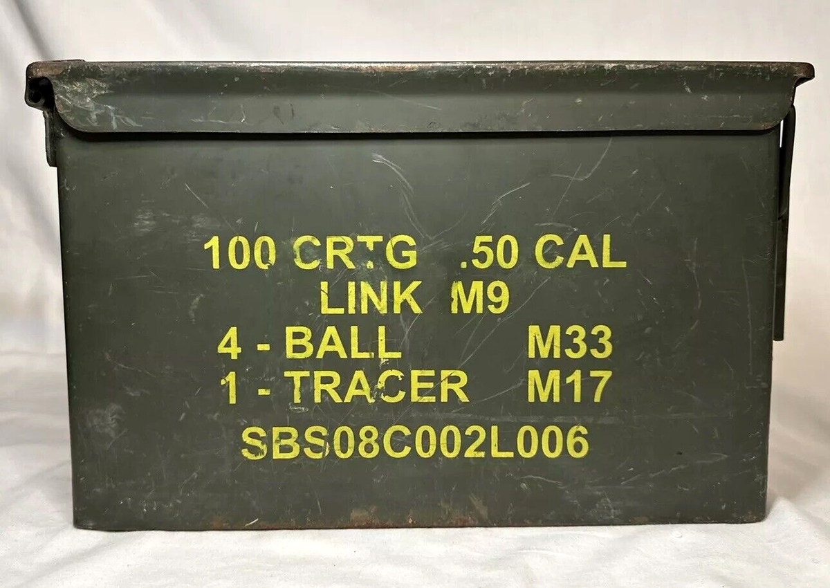 50 CALIBER Military Ammo Can Metal Box 100 Cartridge M33 M17