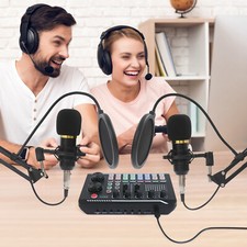 Podcast Equipment Bundle, F998 Live Sound Card with BM800 Condenser Microphone