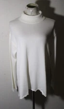 Turtleneck DG2 White Long Sleeve Contrast Turtleneck Top Size L