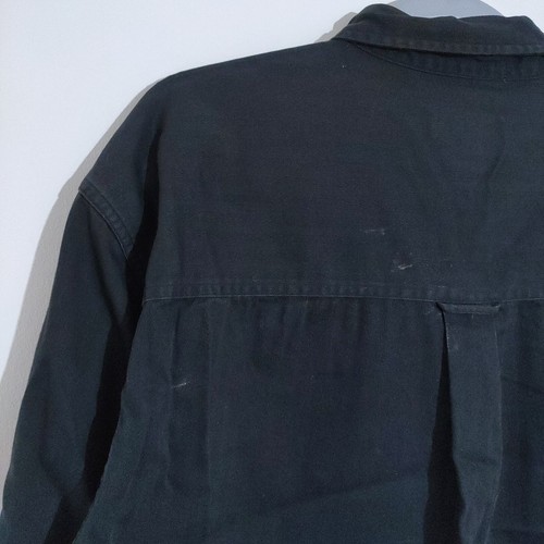 Chaps Ralph Lauren Black Twill Shirt Men’s Size L Cotton Overshirt Crest Logo - Picture 10 of 13