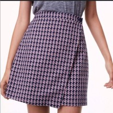 NWT Loft Blue and Pink Geo Jacquard Wrap Skirt Size 0