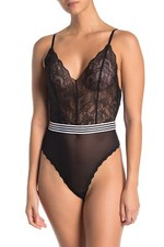 Hanky Panky 187938 Womens Linette V-neck Sleeveless Bodysuit Black Size Small