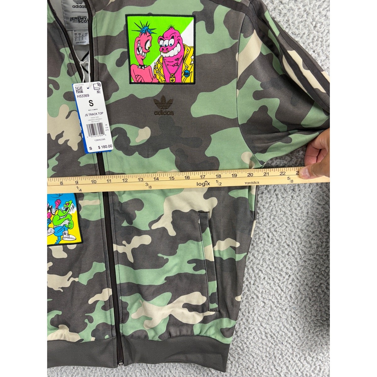 Adidas x Jeremy Scott Camo Track Jacket Mens Small Green Zip Up JS