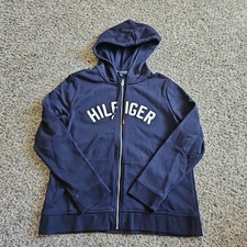 Tommy Hilfiger Sweater Womens Blue Athluxe Full Zip Hoodie Sweatshirt LG