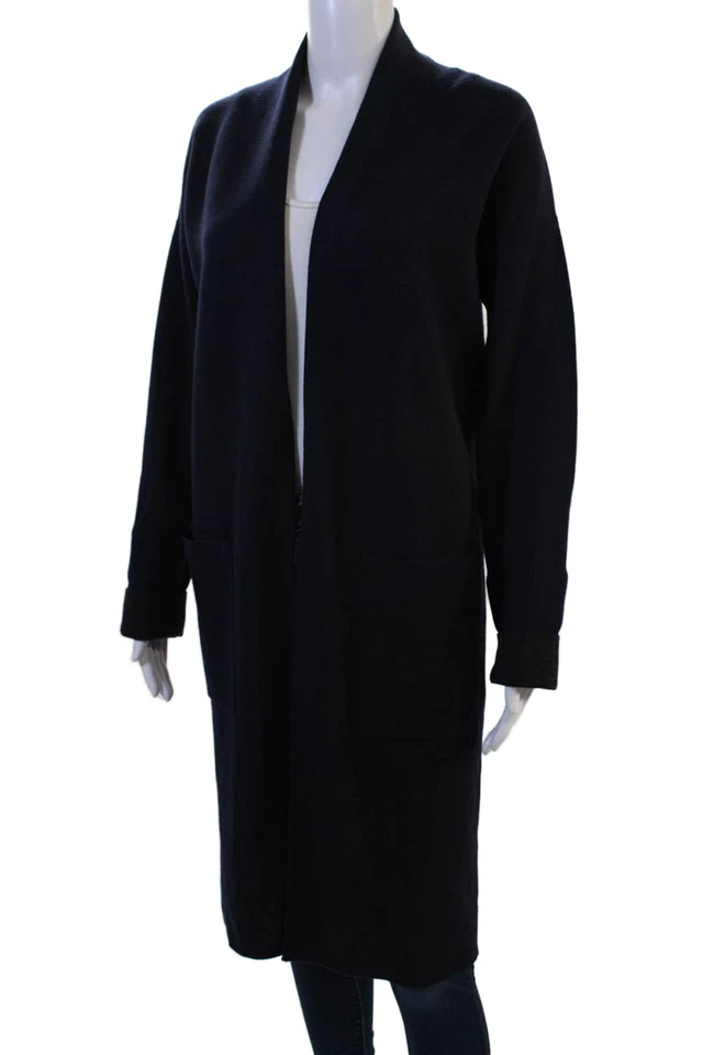 Theory Unisex Cardigan Dark Blue Wool Blend Long Sleeve Solid Size PP - Image 2 of 4