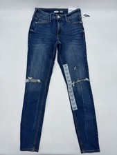 Old Navy Rockstar Super Skinny Jeans Womens Size 00 Blue Denim Stretch Mid-Rise