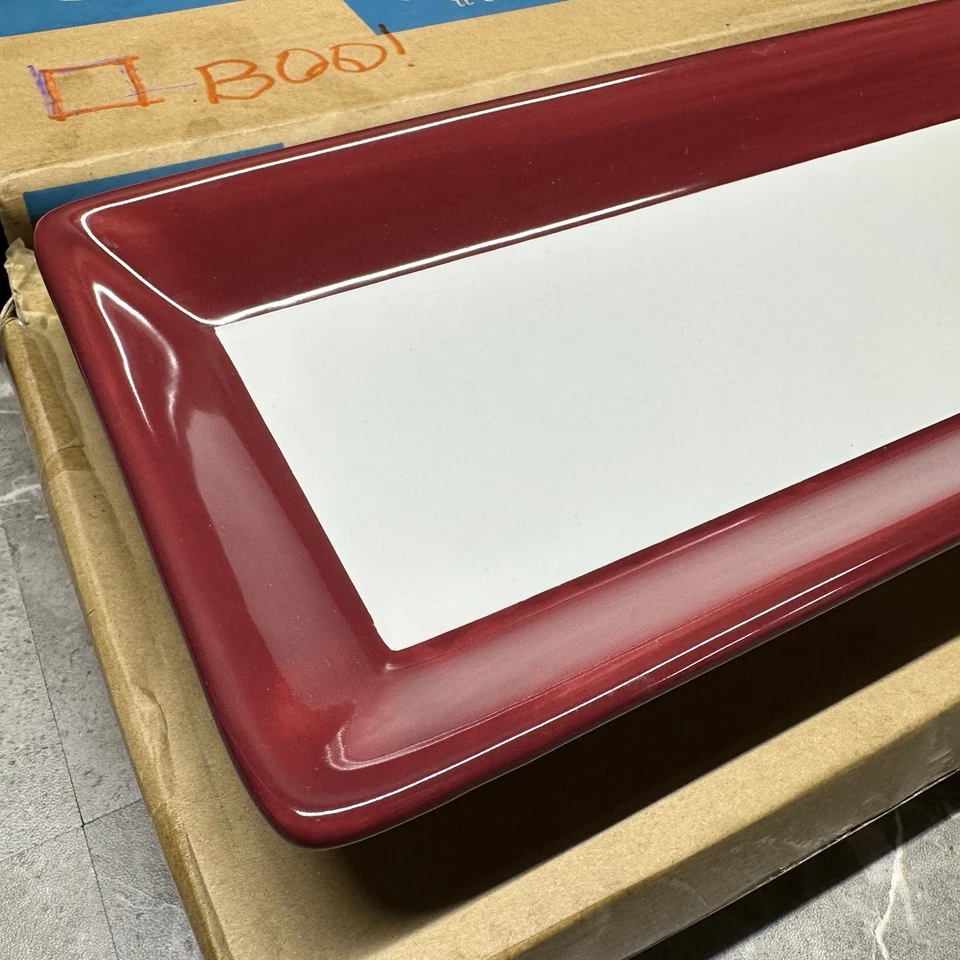 Pampered Chef Simple Additions Rectangle Serving Platter w/ Cranberry Accent - Image 2 of 4