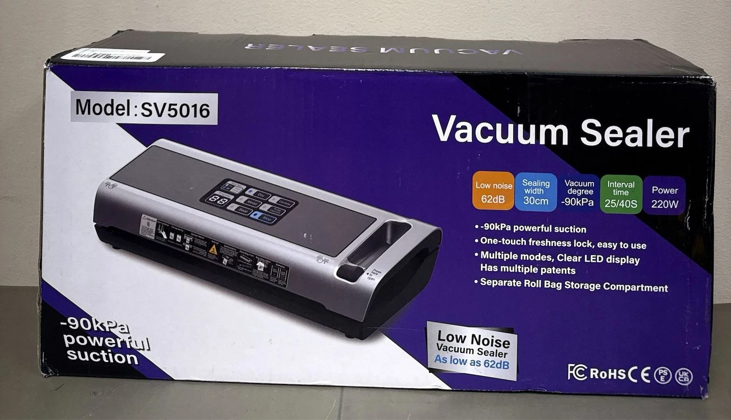 90KPa Powerful Vacuum Sealer Machine for Food Storage, Portable & Vertical Desig