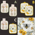 SET OF 2 New POT HOLDER Bee Floral / Live Simply Bottled Wild Flowers A, B, OR C