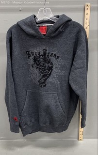 Vintage 90s JNCO Jeans Tiger Gothic Logo Pullover Hoodie Gray Sz L
