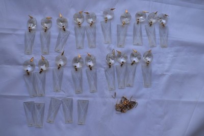 Faceted Cut Crystal Glass Chandelier Prism Lot. Gold Tone Fixtures. Suncatchers.