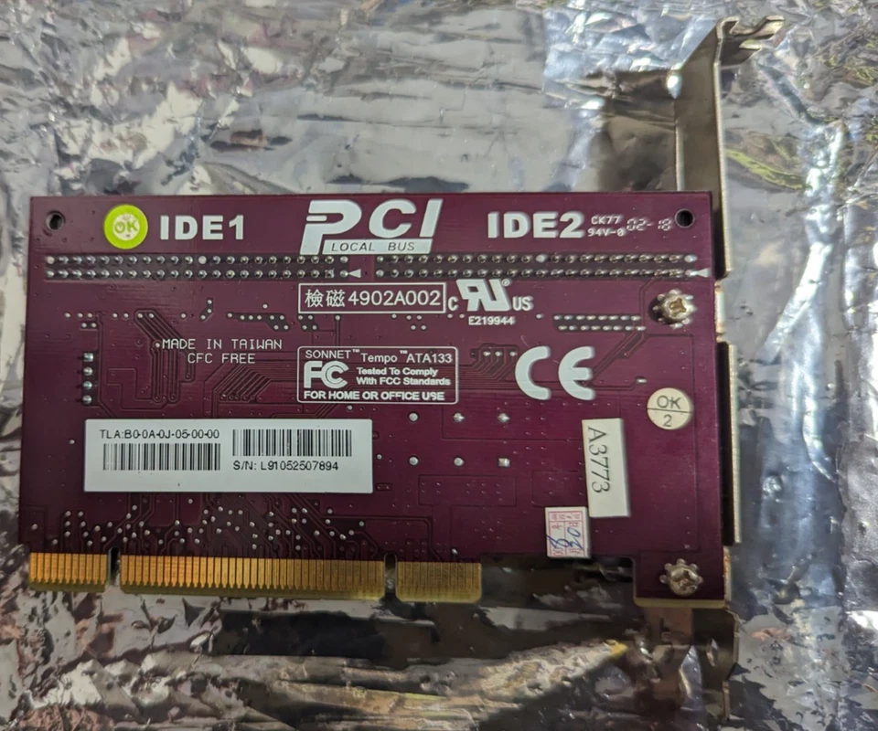 Sonnet Tempo ATA133 PCI IDE ATA/133 PC/MAC Controller Card TESTED - Image 3 of 4