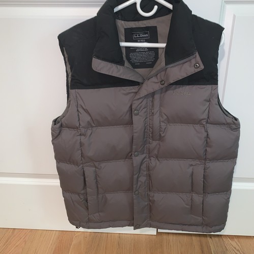 LL Bean Mountain Classic Goose Down Vest Men's Medium Gray Full Zip Puffer