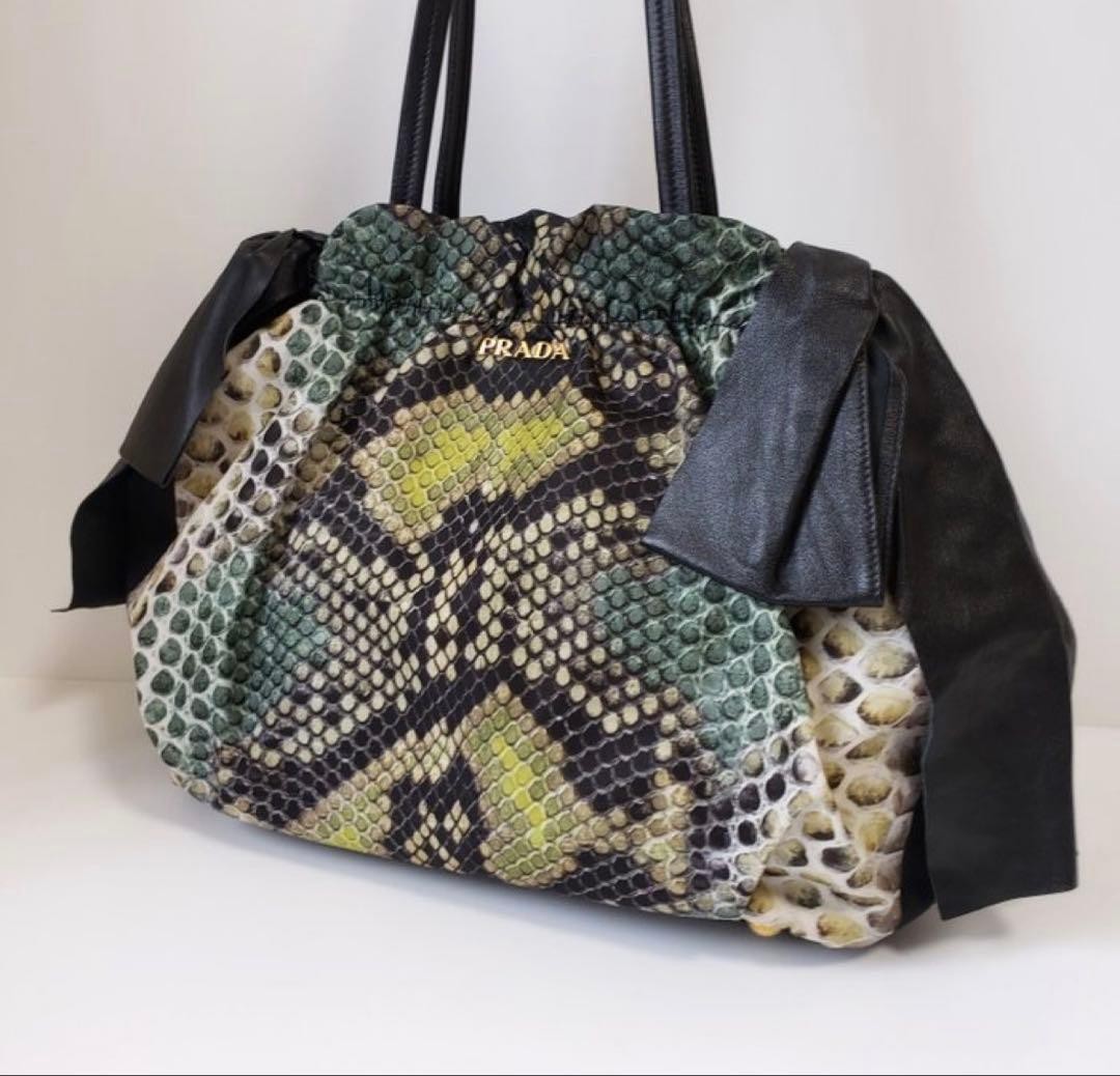 Prada Shopper Python Print Shoulder Bag - image 18