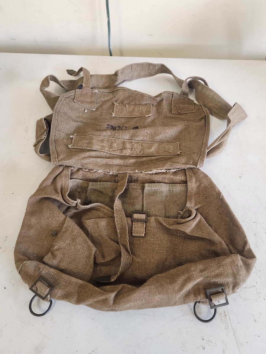 WWII British P37 Webbing Haversack Pack Khaki Canvas Commonwealth