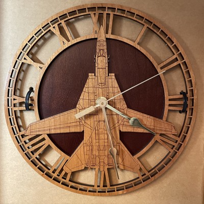 F-14 Tomcat Warplane Laser-cut Wood - 10 inch Wall Clock Military Aviation