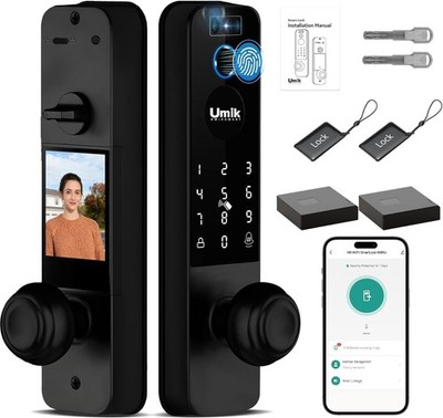 New - Umik Matter Smart Lock with Camera & Doorbell, 3D Face Recognition Fingerp