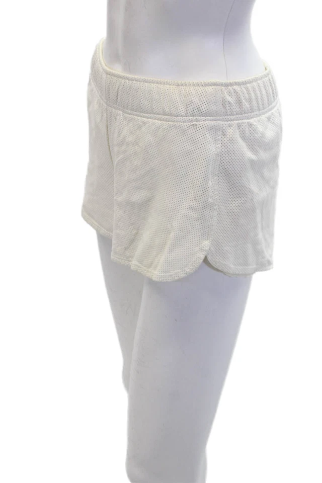 Pantalones Cortos Atléticos Rails Mujer Cuero Perforado Cintura Elástica Beige Talla S Foto 2 de 4