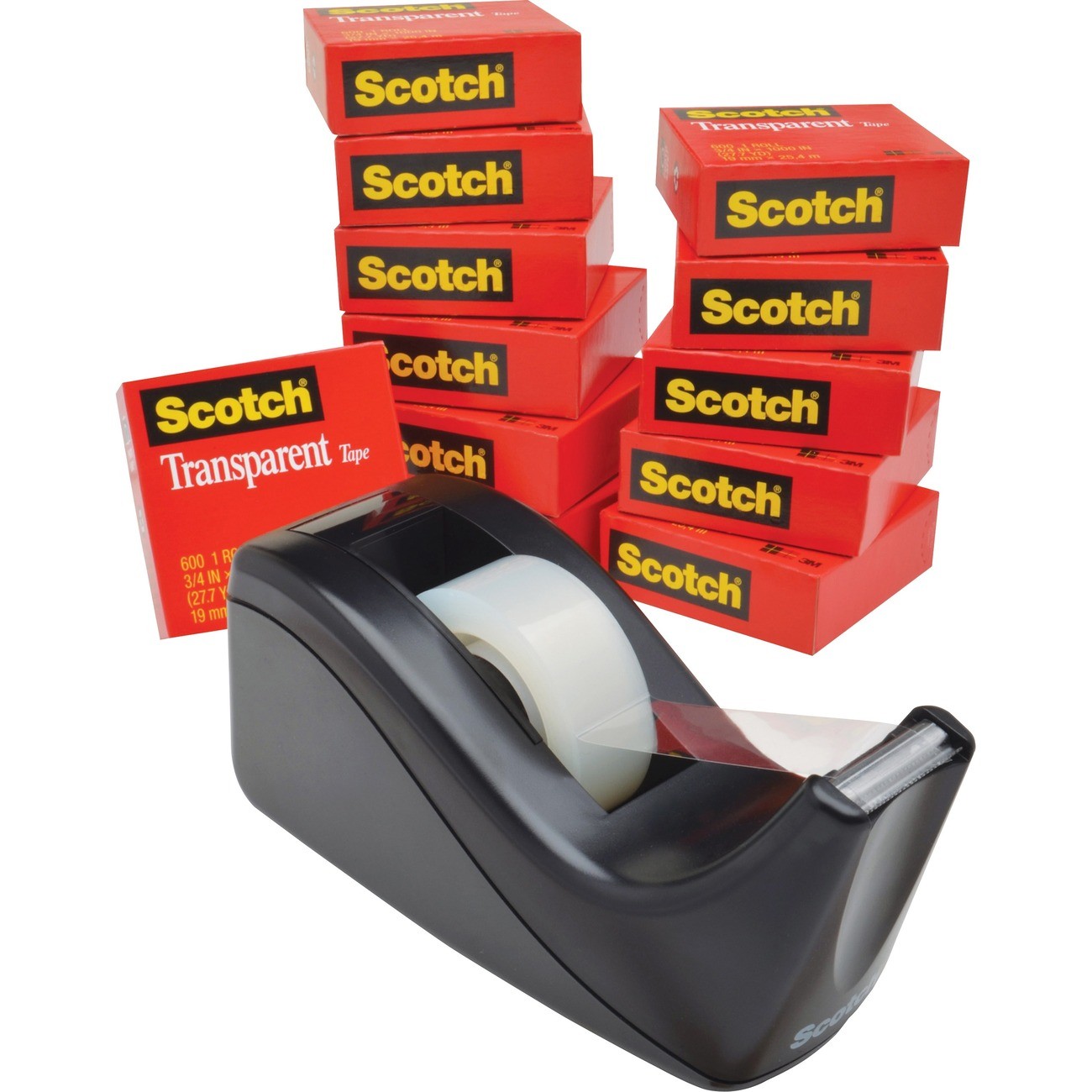 Scotch Premium Transparent Tape With Dispenser - 0.75" Width X 83.33 Ft Length -