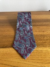 Bert Pulitzer Silk Tie Paisley, Burgundy, Gray, Made In USA 3.5"
