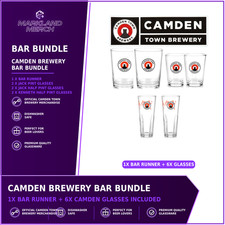 Camden Brewery Bar Bundle | Runner, 2 Pint & 4 Half Pint Glasses | Home Bar