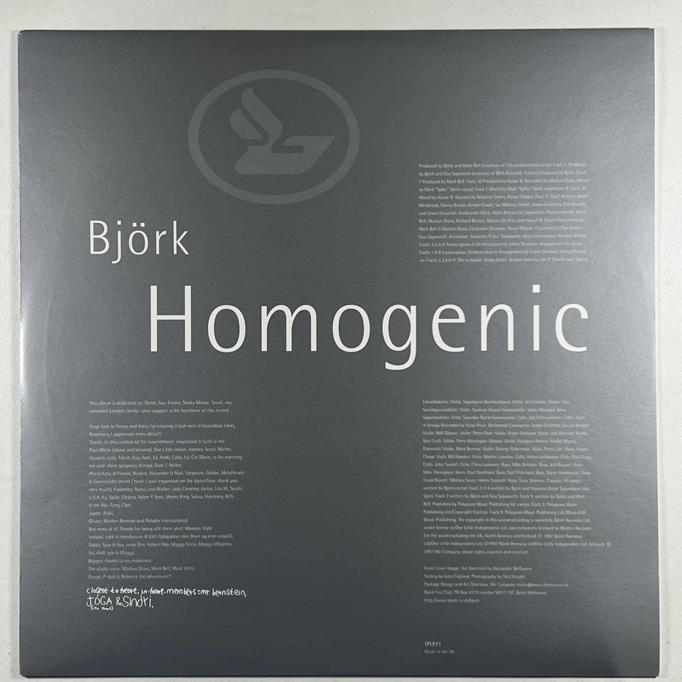 Bjork “Homogenic” LP/One Little Indian (NM) UK First Press 1997 Rare No Poster - Image 3 of 4