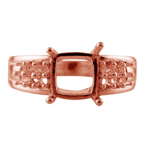 8MM Cushion Shape Semi Mount Ring With Side Accents Ring 925 Sterling Silver