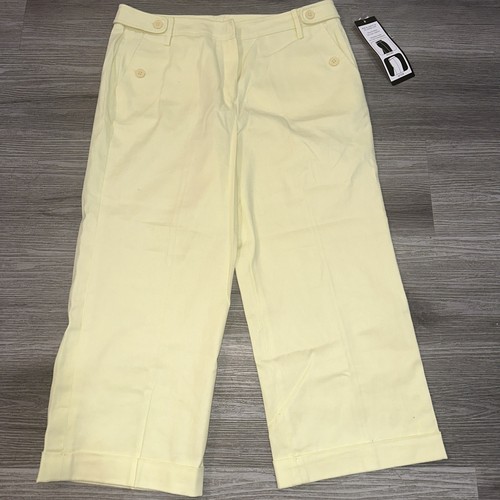 Sandro Sportswear Control Top Crop Pants Yellow Size 10 wide leg
