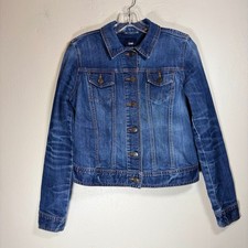 Gap Denim Jacket Womens Small Dark Wash Blue Jean Jacket Classic Stretch Icon