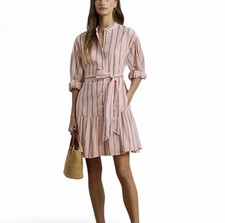 Woman's Dresses Lauren Ralph Lauren Striped Voile Blouson Sleeve Shirtdress Sz 4