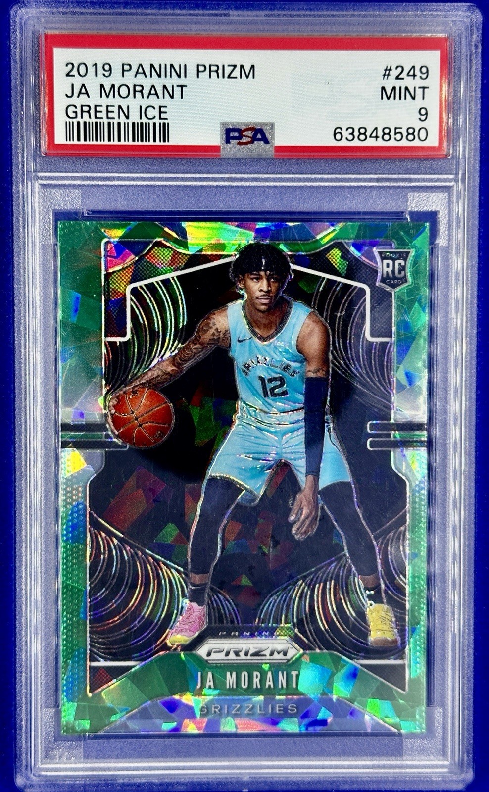 2019 Panini Prizm Green Ice SSP Ja Morant PSA 9 Rookie 51 TOTAL Pop